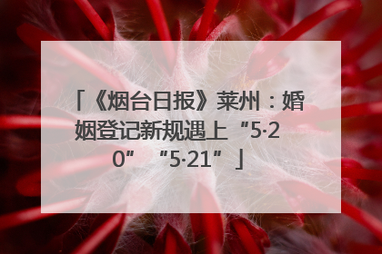 《烟台日报》莱州：婚姻登记新规遇上“5·20”“5·21”