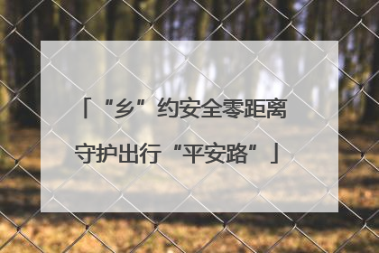 “乡”约安全零距离 守护出行“平安路”