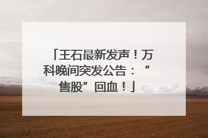 王石最新发声！万科晚间突发公告：“售股”回血！
