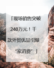 现场销售突破240万元！千款外贸优品引爆“家消费”