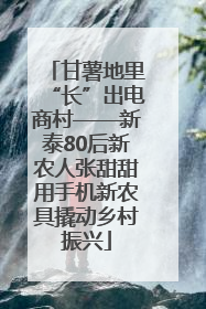 甘薯地里“长”出电商村——新泰80后新农人张甜甜用手机新农具撬动乡村振兴