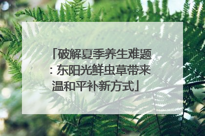 破解夏季养生难题：东阳光鲜虫草带来温和平补新方式