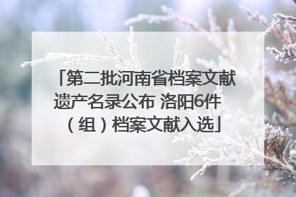 第二批河南省档案文献遗产名录公布 洛阳6件（组）档案文献入选