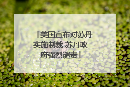 美国宣布对苏丹实施制裁 苏丹政府强烈谴责
