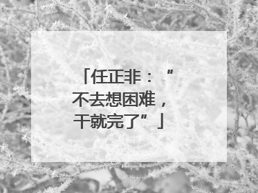 任正非：“不去想困难，干就完了”