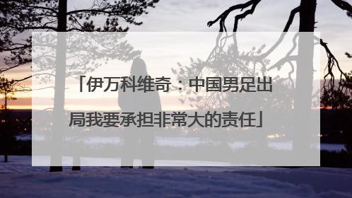 伊万科维奇：中国男足出局我要承担非常大的责任