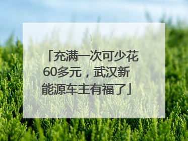 充满一次可少花60多元，武汉新能源车主有福了