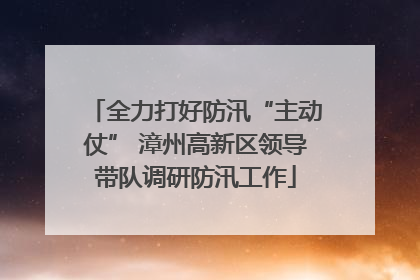 全力打好防汛“主动仗” 漳州高新区领导带队调研防汛工作