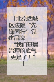 北京西城区法院“先锋同行”党建品牌——“我们基层治理的底气更足了！”