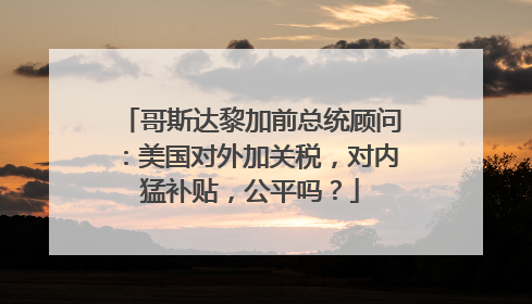 哥斯达黎加前总统顾问：美国对外加关税，对内猛补贴，公平吗？