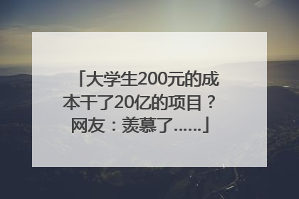 大学生200元的成本干了20亿的项目？网友：羡慕了……