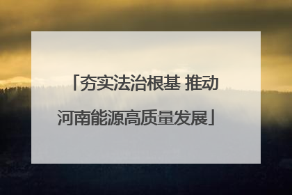 夯实法治根基 推动河南能源高质量发展