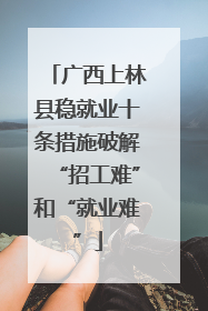 广西上林县稳就业十条措施破解“招工难”和“就业难”