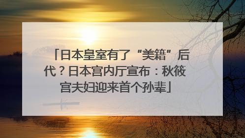 日本皇室有了“美籍”后代？日本宫内厅宣布：秋筱宫夫妇迎来首个孙辈