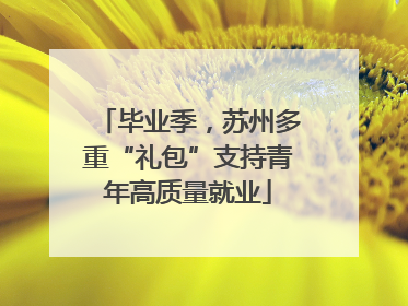 毕业季，苏州多重“礼包”支持青年高质量就业