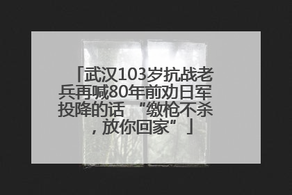 武汉103岁抗战老兵再喊80年前劝日军投降的话 “缴枪不杀，放你回家”