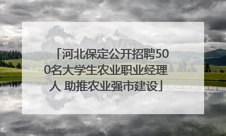 河北保定公开招聘500名大学生农业职业经理人 助推农业强市建设