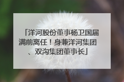 洋河股份董事杨卫国届满前离任！身兼洋河集团、双沟集团董事长