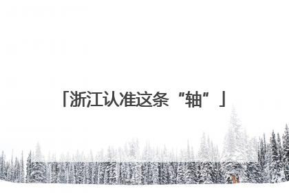 浙江认准这条“轴”