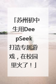 苏州初中生用DeepSeek打造专属游戏，在校园里火了！