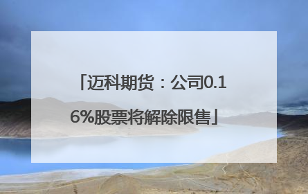 迈科期货：公司0.16%股票将解除限售