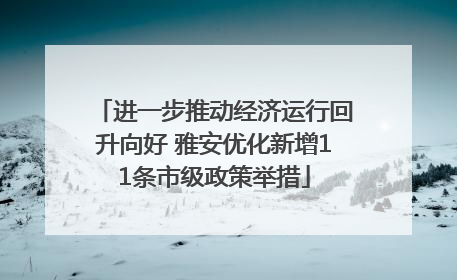 进一步推动经济运行回升向好 雅安优化新增11条市级政策举措