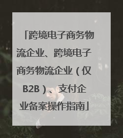 跨境电子商务物流企业、跨境电子商务物流企业（仅B2B）、支付企业备案操作指南