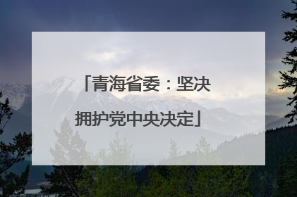 青海省委：坚决拥护党中央决定