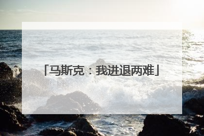 马斯克：我进退两难